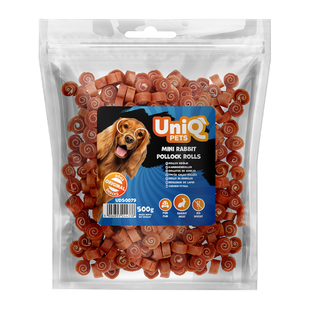 Лакомство для собак UniQ PETS Мини рулеты из кролика и трески 500 г, 500 г