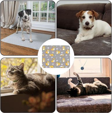 Охлаждающий коврик для собак и кошек Grey Corgi Summer Cooling Mat, 60х90 см