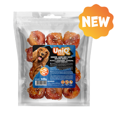 Лакомство для собак UniQ PETS Бублики из курицы и ягненка с белым кунжутом, 500 г