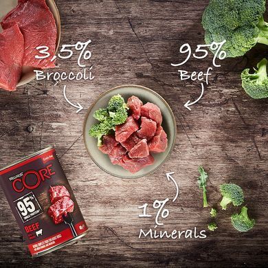 Консервы для собак Wellness CORE 95% Single Protein, Beef with Broccoli с говядиной, 400 г