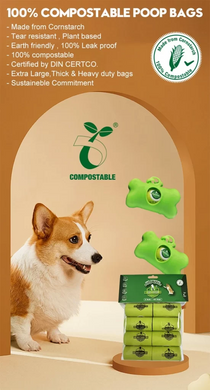 100% біорозкладні пакети MY TURF Eco Poop Bags для прибирання за собаками, 1 рулон - 15 пакетов