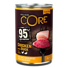 Консерви для собак Wellness CORE 95% Duo Protein Chicken with Duck with Carrots з куркою та качкою, 400 г