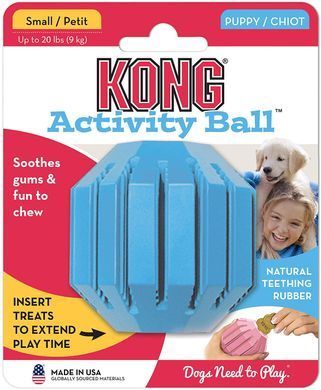 М'яч для ласощів для цуценят KONG Puppy Activity Ball, Блакитний, Small