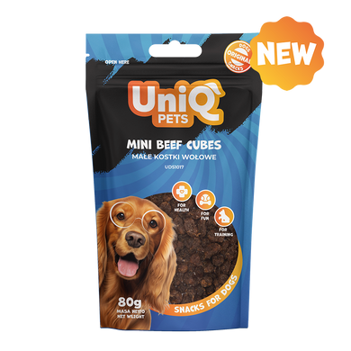 Лакомство для собак UniQ PETS Мини кубики из говядины, 80 г