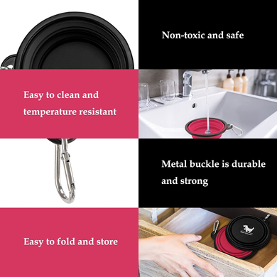 Складна силіконова миска для собак Rest-Eazzzy Collapsible Bowls for Travel, Черный, 1 л