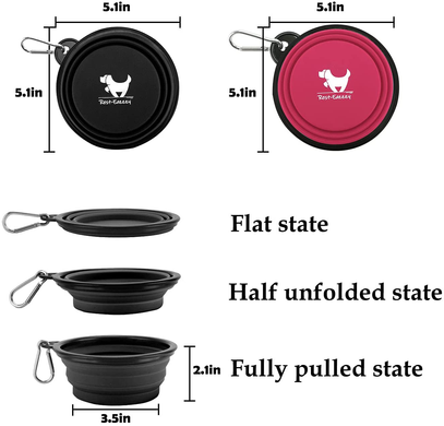 Складна силіконова миска для собак Rest-Eazzzy Collapsible Bowls for Travel, Черный, 1 л