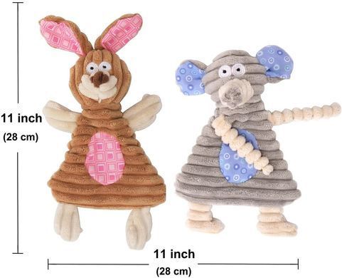 Игрушки с пищалкой без набивки Rabbit&Elephant для маленьких собак и щенков (набор), Коричневый