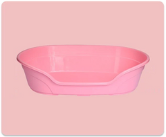 Пластиковая лежанка для собак и котов с матрасом, розовая