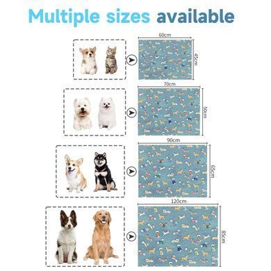 Летняя охлаждающая подстилка для собак Derby Ice Silk Summer Pet Cooling Mat Dog Pattern - Blue, 85х120 см
