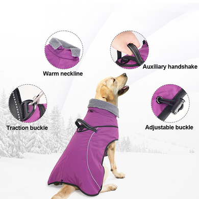 Водонепроницаемое зимнее пальто для собак Wan Talk Purple Dog Coat, 65-70 см, 85-100 см, 3XL