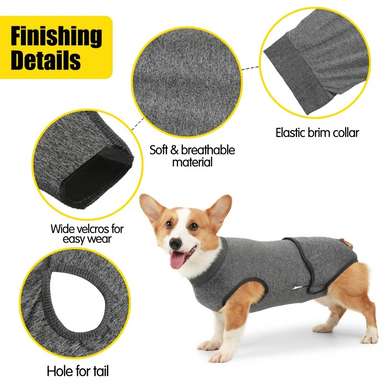 Гігієнічні труси/комбінезон для собак WanTalk Full Body Dog Diaper, Grey, 65-72 см, 88-105 см, 3XL