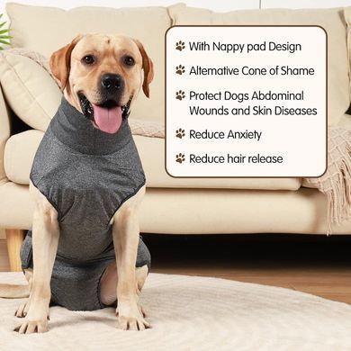 Гігієнічні труси/комбінезон для собак WanTalk Full Body Dog Diaper, Grey, 65-72 см, 88-105 см, 3XL