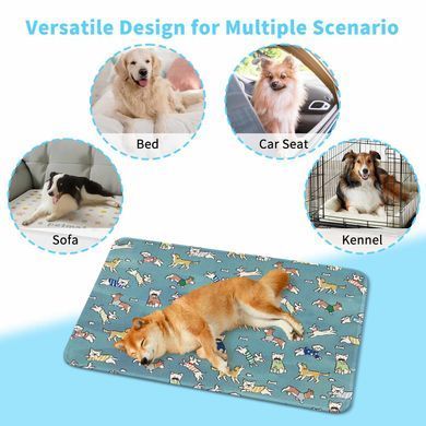 Летняя охлаждающая подстилка для собак Derby Ice Silk Summer Pet Cooling Mat Dog Pattern - Blue, 85х120 см