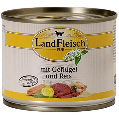 LandFleisch консерви для собак з нежирним м'ясом птиці, рисом і свіжими овочами, 195 г