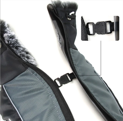 Светоотражающая зимняя толстая куртка для собак Black/Grey, 42 см, 57 см, 46 см, XL