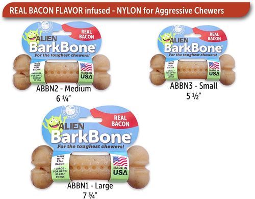 Жевательная кость для собак Pet Qwerks Alien BarkBone Real Bacon for Aggressive Chewers, Small