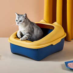 Туалет для котов с лопаткой Derby Plastic Cat Litter Box, yellow-blue, Синий, 43х34х20 см