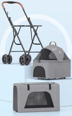 Коляска для 2 животных со съемными переносками Bello LD03F Grey