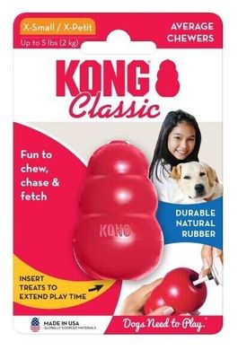 Міцна гумова іграшка для собак KONG Classic, X-Small