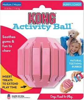 Мяч для лакомств для щенков KONG Puppy Activity Ball, Розовый, Medium