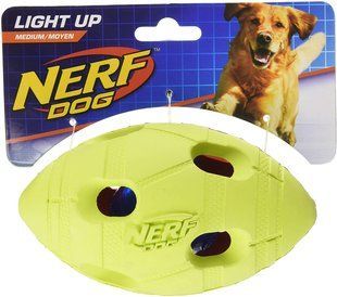 Футбольный мяч для собак Nerf Dog Rubber Bash с интерактивным светодиодом, Жёлтый, Medium