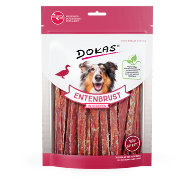 Ласощі для собак Dokas - Качина грудка в смужках, качка, 250 г, Упаковка виробника