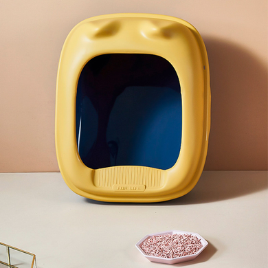 Туалет для котів з лопаткою Derby Plastic Cat Litter Box, yellow-blue, Синий, 43х34х20 см