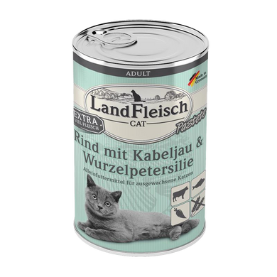 LandFleisch Adult Cat Pastete Rind mit Kabeljau (говядина, треска) 400 г