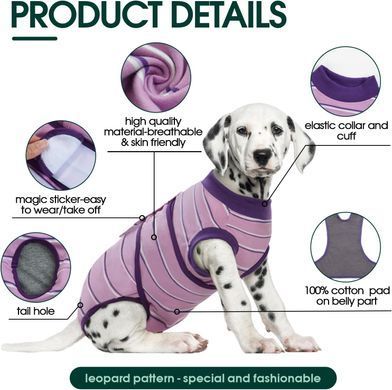 Попона для відновлення собак Wan Talk Recovery Suit, Violet Stripe, 25 см, 33-40 см, 27 см, XS