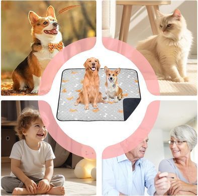 Багаторазова пелюшка Derby Washable Reusable Dog Pee Pad PM002--2, Light Grey, 100х150 см
