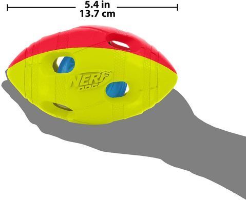 Футбольный мяч для собак Nerf Dog Rubber Bash с интерактивным светодиодом, Жёлтый, Medium