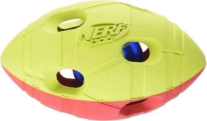Футбольный мяч для собак Nerf Dog Rubber Bash с интерактивным светодиодом, Жёлтый, Medium