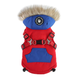 Зимний жилет для собак с капюшоном и мехом Derby Red/Blue, 24 см, 34 см, 24 см, S