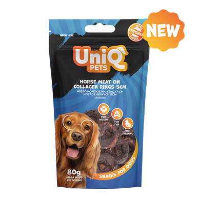 Ласощі для собак UniQ PETS М'ясо конини на колагенових кільцях 5 см, конина, 80 г