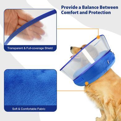 Захисний надувний нашийник для собак Derby Inflatable Dog Cone with Detachable Anti-Licking Shield, Blue, XL