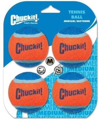 Набор теннисных мячиков для собак Chuckit Tennis Balls, Оранжевый, Medium, 4 шт.