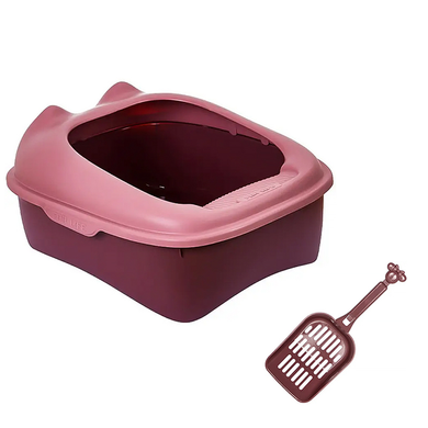 Туалет для котів з лопаткою Derby Plastic Cat Litter Box, pink, Рожевий, 43х34х20 см