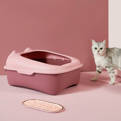 Туалет для котів з лопаткою Derby Plastic Cat Litter Box, pink, Рожевий, 43х34х20 см