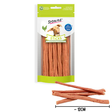 Лакомство для собак Dokas Палочки с куриной грудкой и куриным сердцем, 60 г