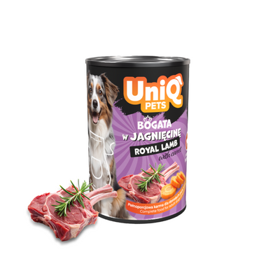 Консерви для собак UNIQ PETS DOG WET FOOD ROYAL LAMB з ягнятою, 375 г