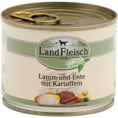 LandFleisch консерви для собак з м'ясом ягняти, качки і картоплею, 195 г