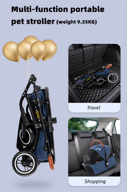 Cкладная коляска для домашних животных со съемной переноской Oui Oui Pet Stroller YA01K Grey