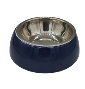 Меламиновая миска с чашей из нержавеющей стали Derby AH005 Dark Blue/White, S, 150 мл, 10.5x14x4 см