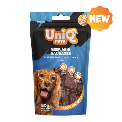 Ласощі для собак UniQ PETS Міні сосиски з яловичини, 80 г