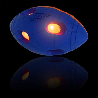 Футбольний м'яч для собак Nerf Dog Rubber Bash з інтерактивним світлодіодом, Помаранчевий, Small
