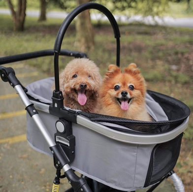 Cкладная коляска для домашних животных со съемной переноской Oui Oui Pet Stroller YA01K Grey