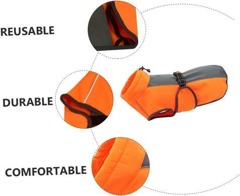 Светоотражающее теплое пальто для собак Derby DJ64 Orange, 41 см, 64-72 см, 51 см, S