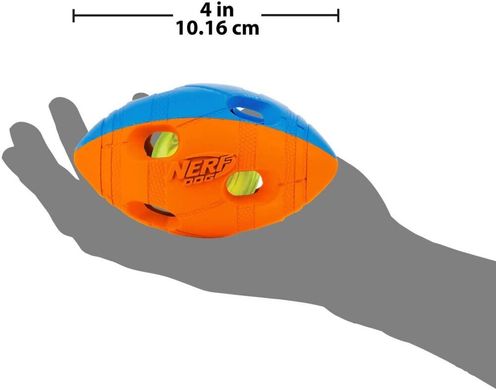 Футбольний м'яч для собак Nerf Dog Rubber Bash з інтерактивним світлодіодом, Помаранчевий, Small
