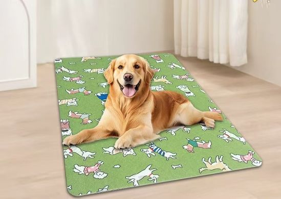 Летняя охлаждающая подстилка для собак Derby Ice Silk Summer Pet Cooling Mat Dog Pattern - Green, 85х120 см