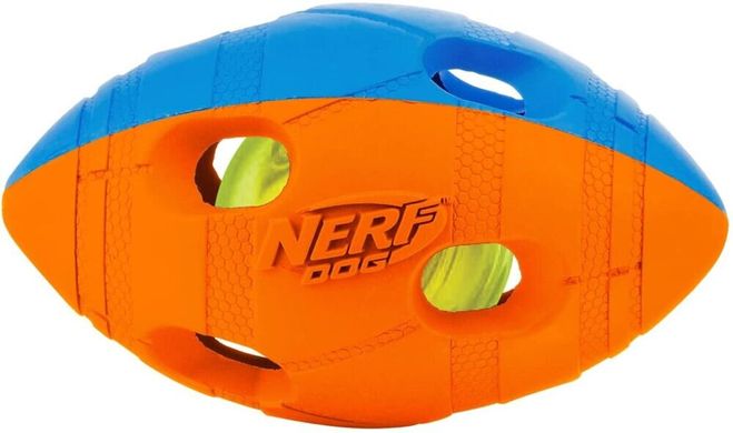 Футбольный мяч для собак Nerf Dog Rubber Bash с интерактивным светодиодом, Оранжевый, Small
